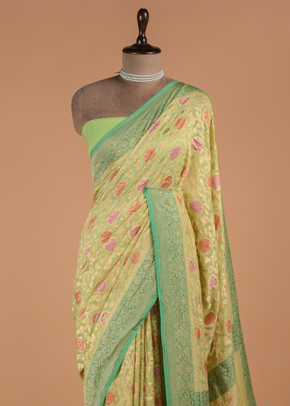 Green Georgette Banarasi Saree