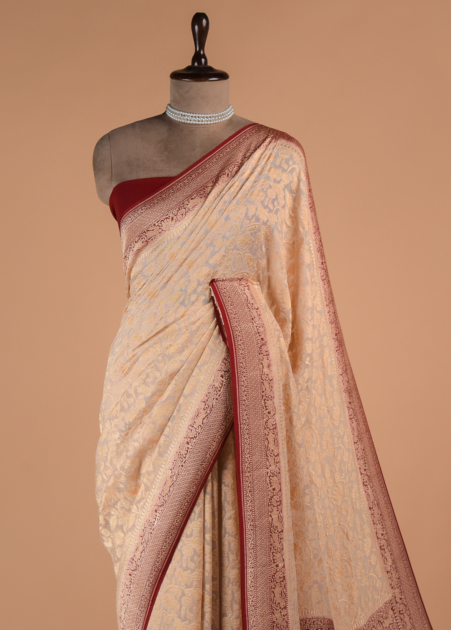 Cream Georgette Banarasi Saree