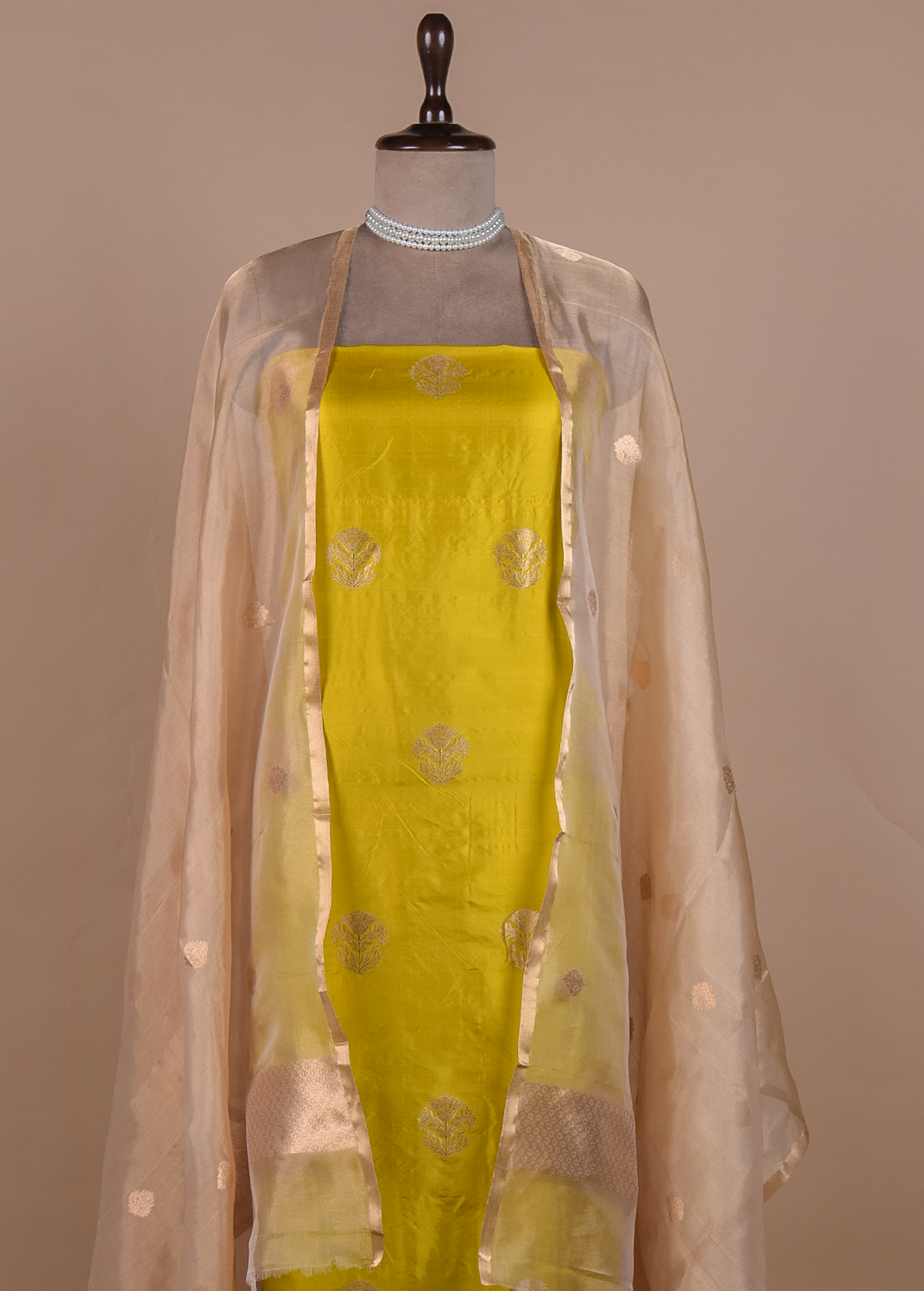 Yellow Silk Dress Material