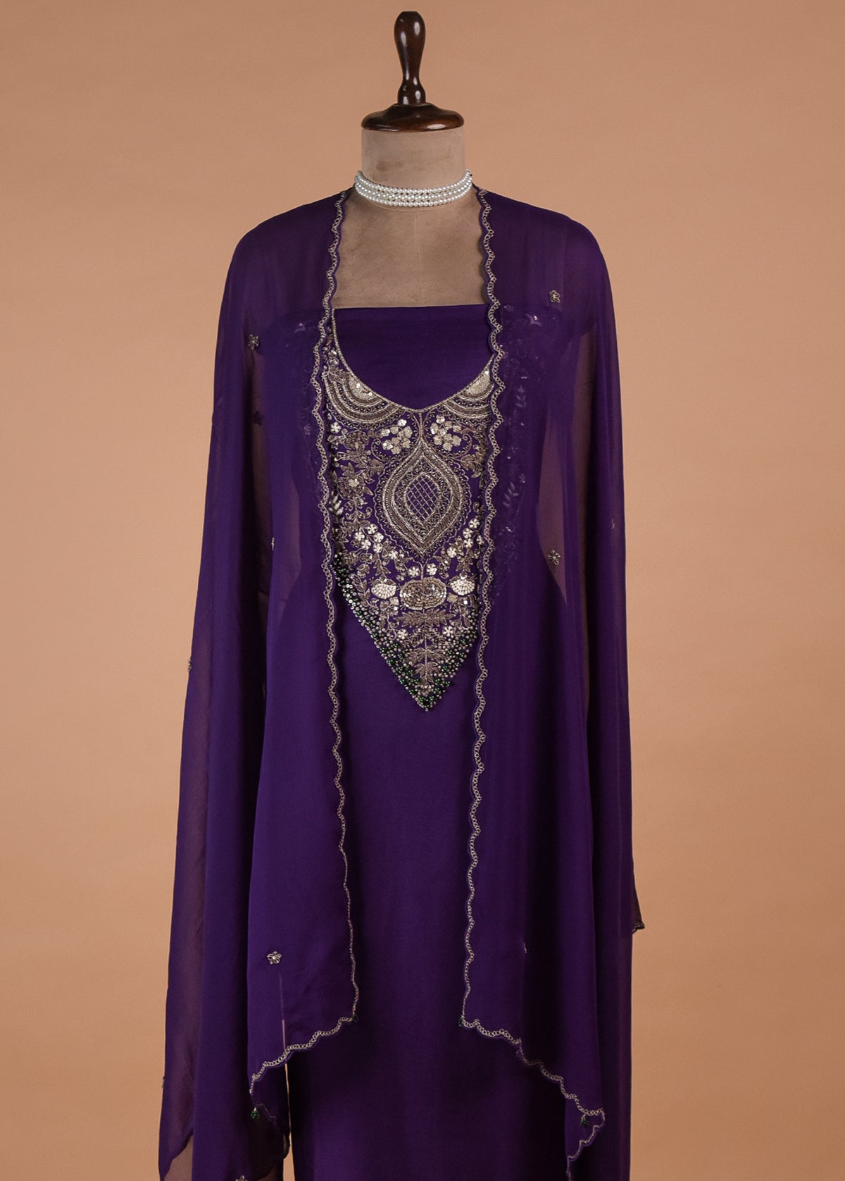 Purple Chinia Silk Dress Material