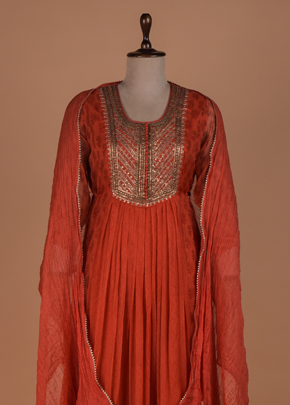 Red Georgette Anarkali Set