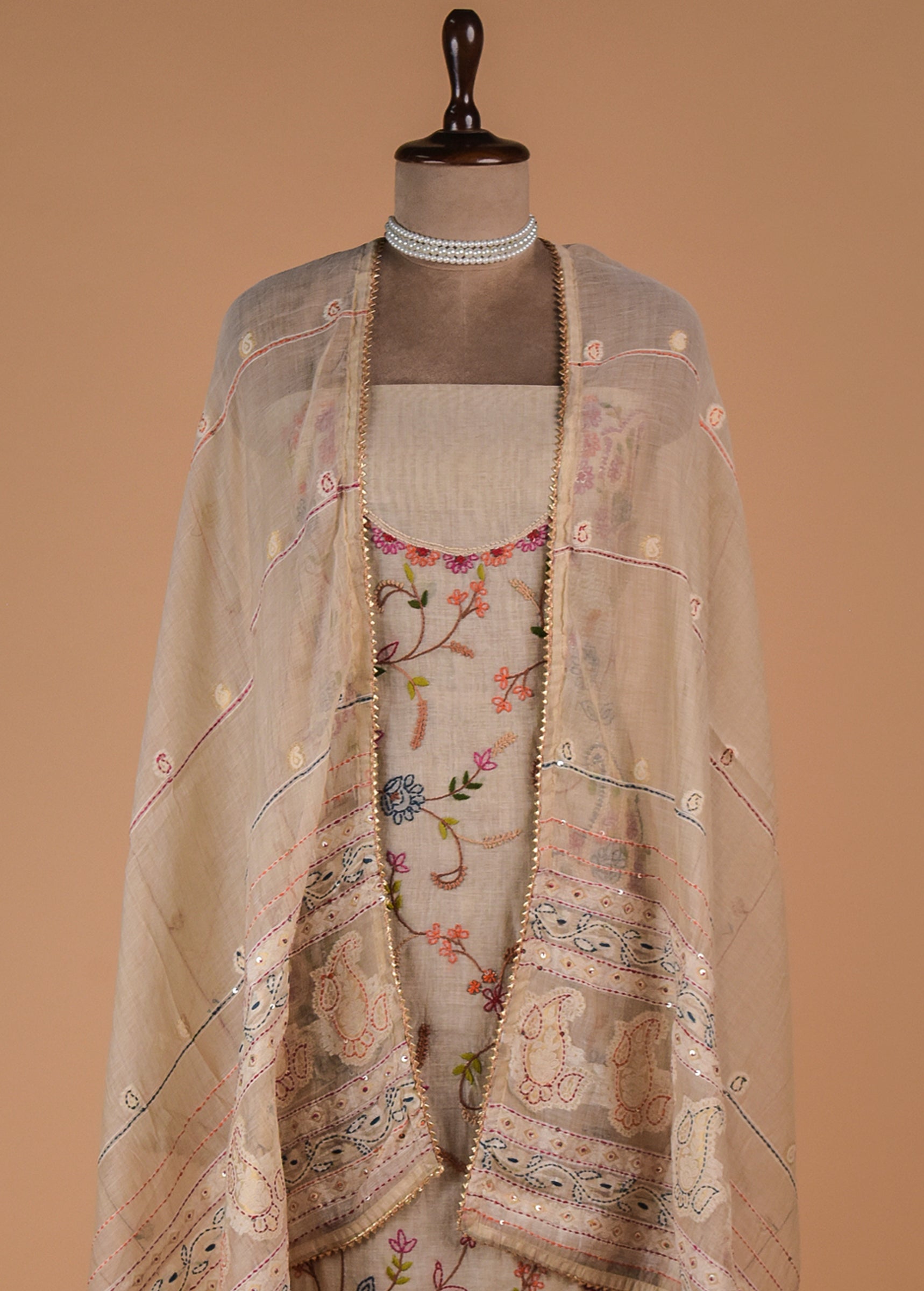 Cream Cotton Dress Material