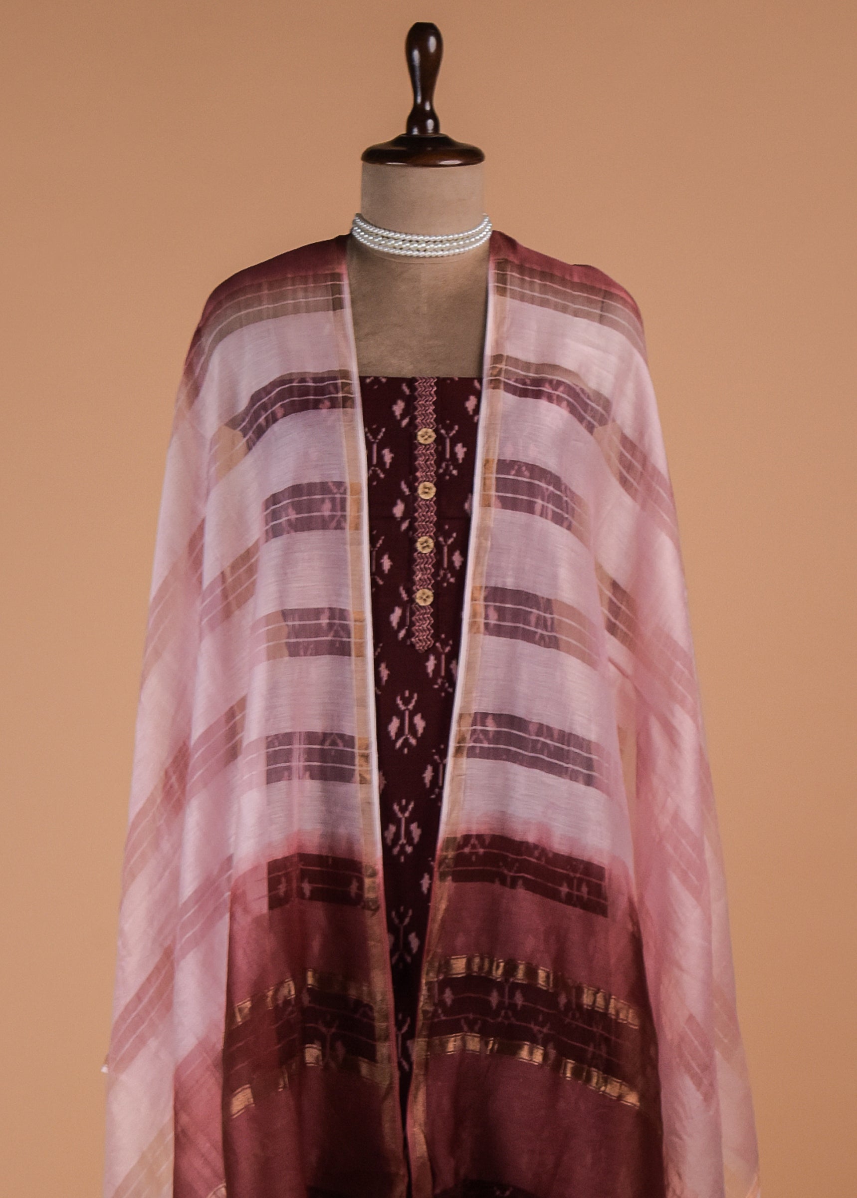 Red Handloom Cotton Dress Material