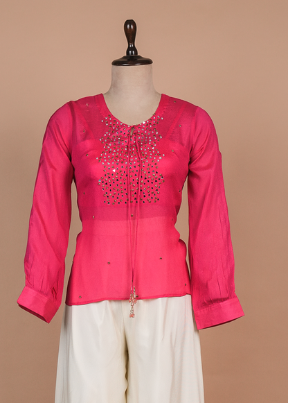 Pink Georgette Pant Set