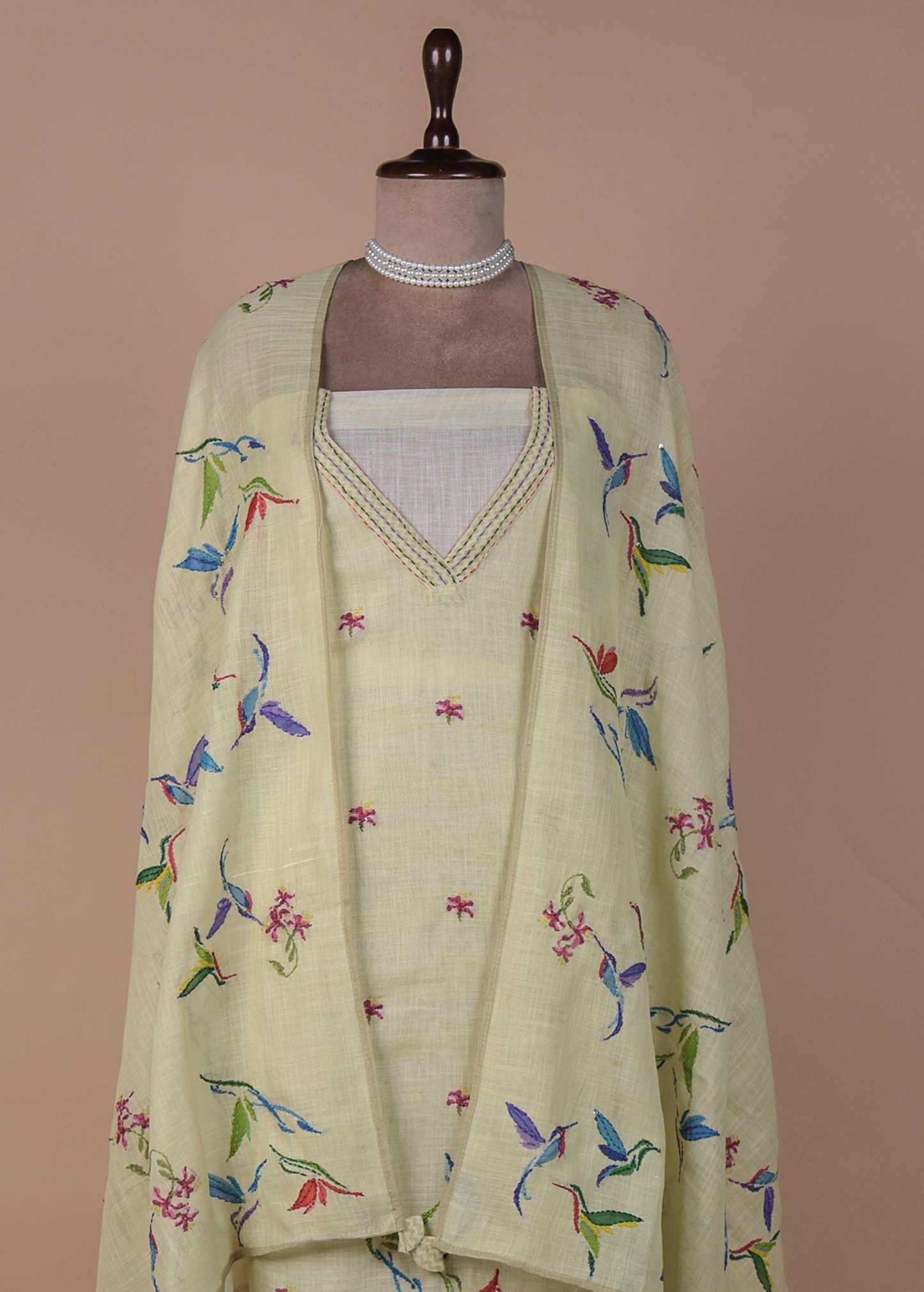 Yellow Cotton Dress Material