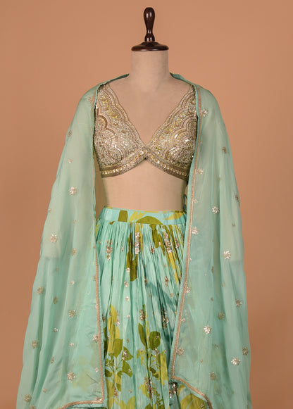 Blue Georgette Lehenga
