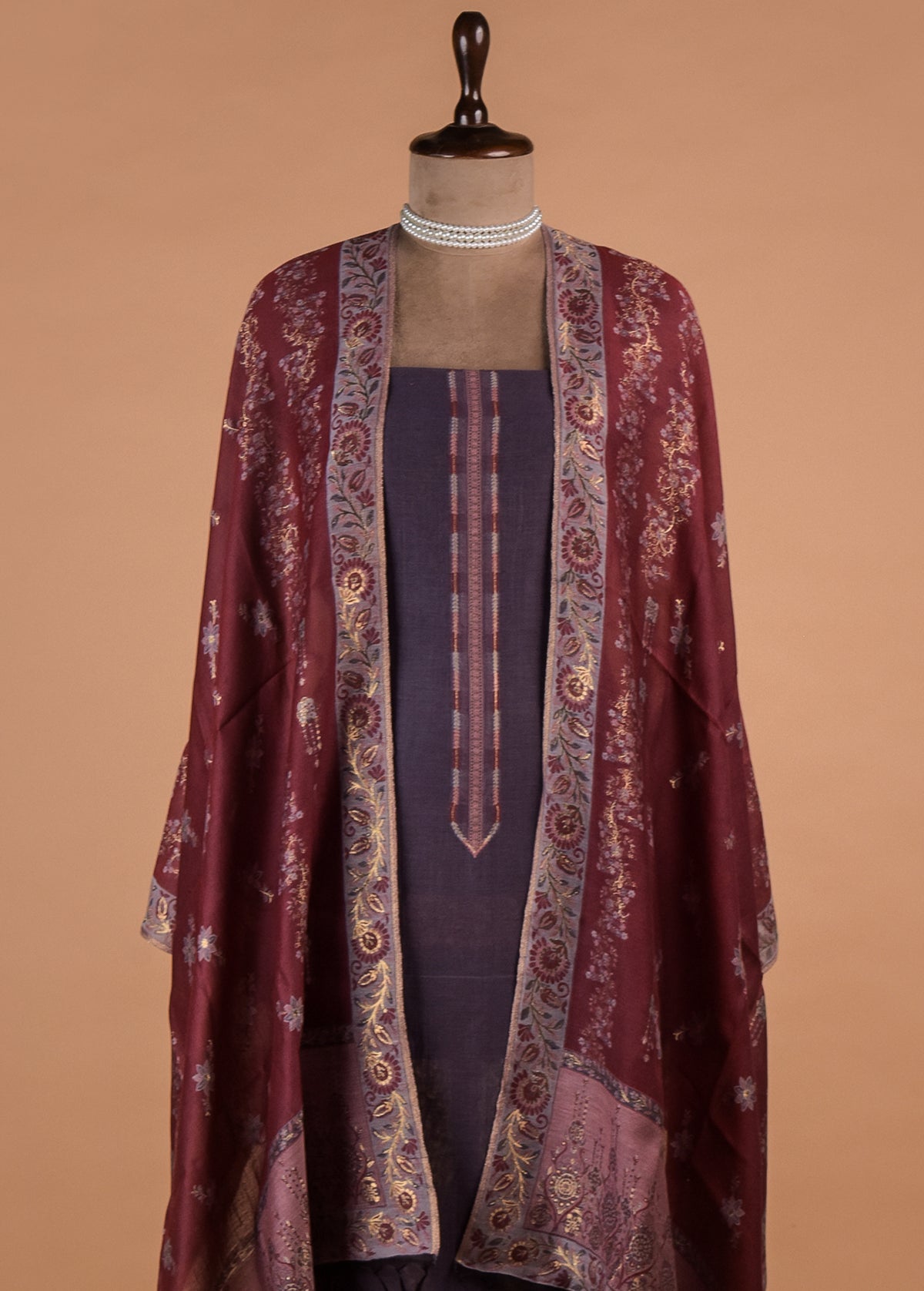 Purple Cotton Silk Dress Material
