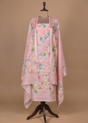 Pink Chanderi Dress Material