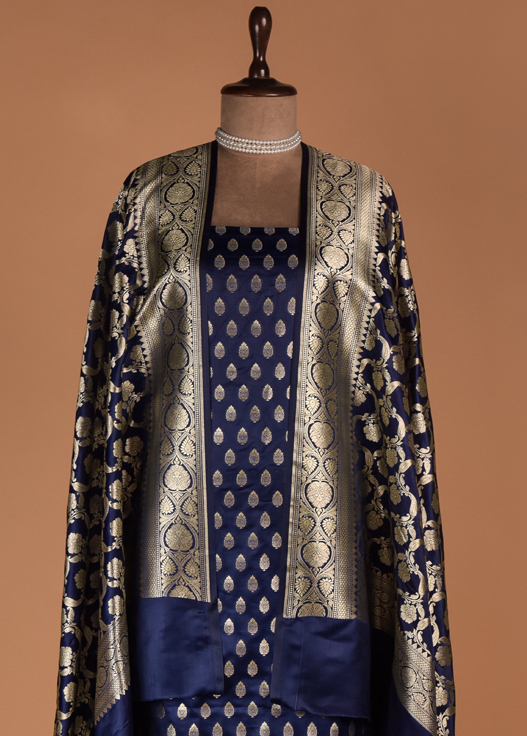 Blue Art Silk Dress Material