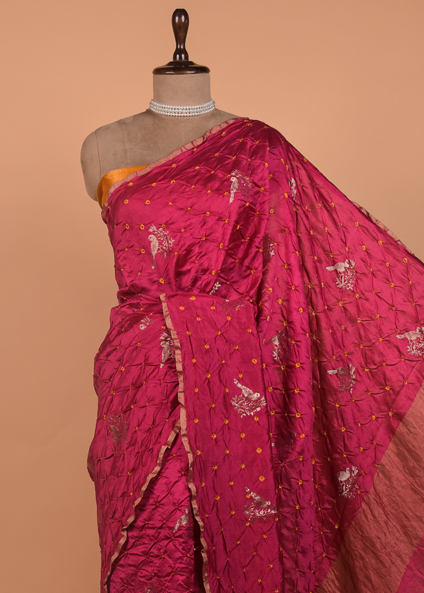 Pink Gajji Silk Bandhani Saree