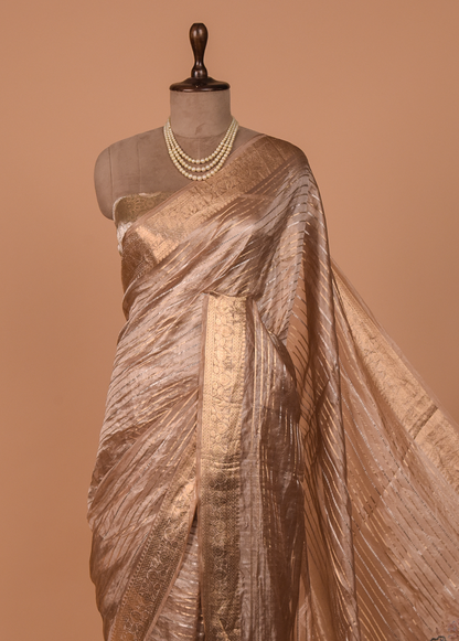 Bronze Tissue Embroidered Saree