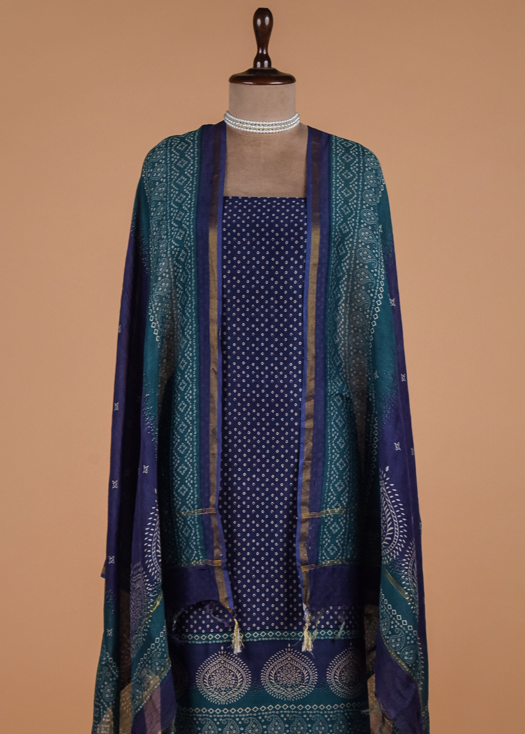 Blue Cotton Silk Dress Material