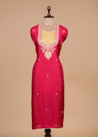 Pink Crepe Silk Dress Material