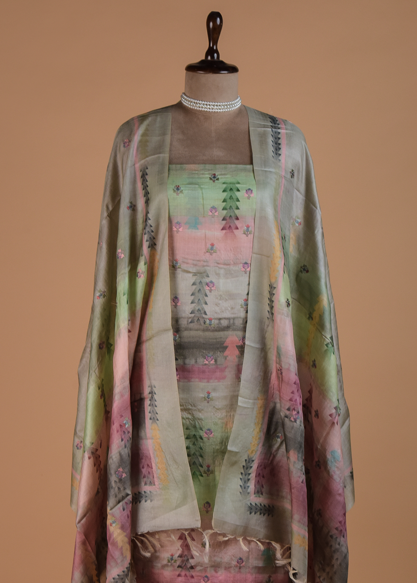 Multicoloured Tussar Dress Material