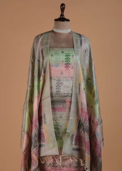 Multicoloured Tussar Dress Material