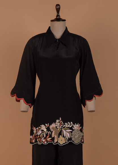 Black Crepe Coord Set