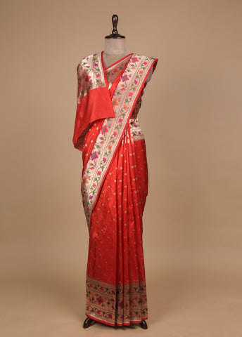Red Soft Silk Banarasi Saree