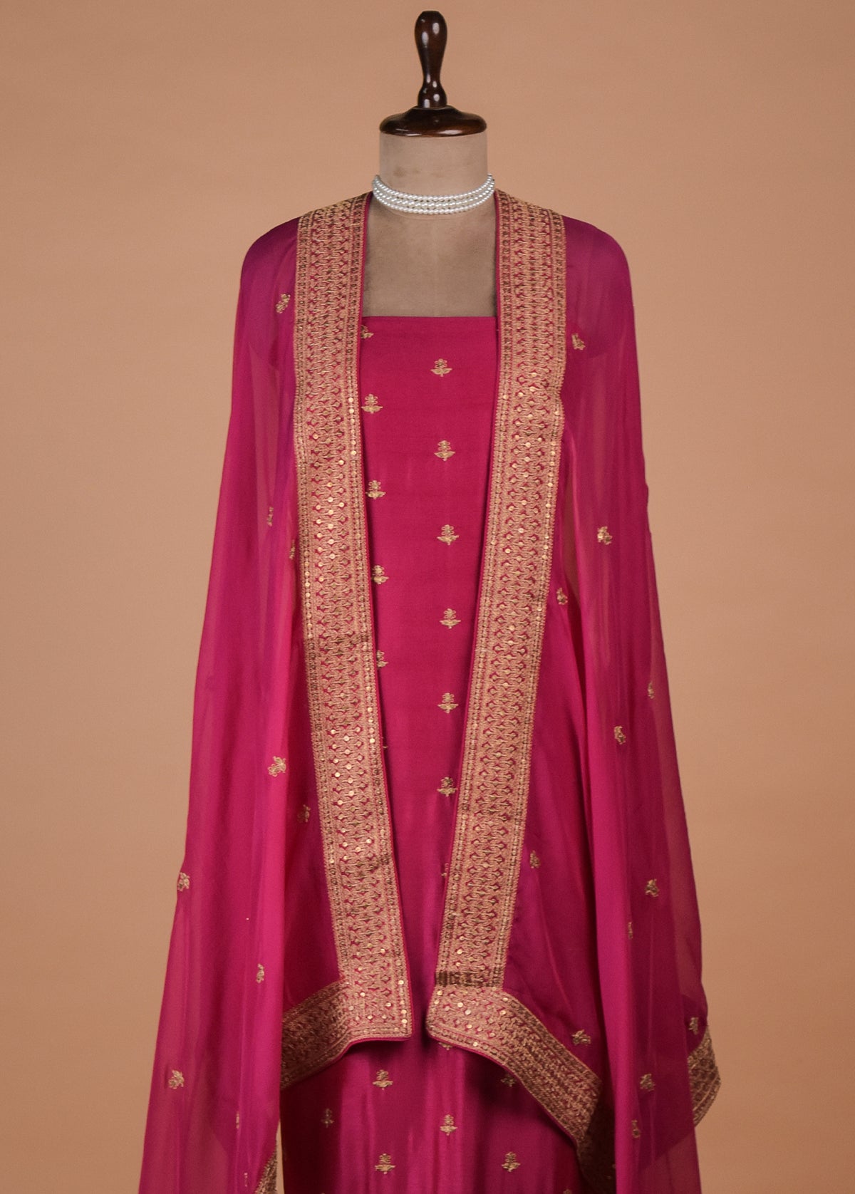 Pink Tussar Dress Material