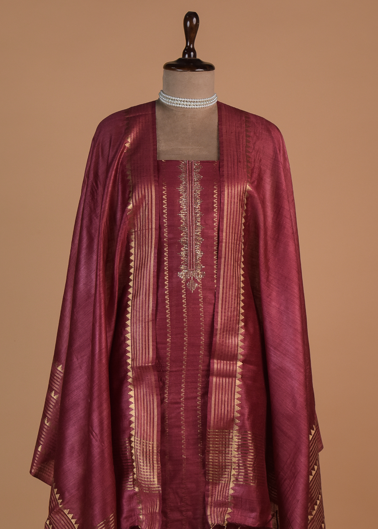 Pink Tussar Dress Material