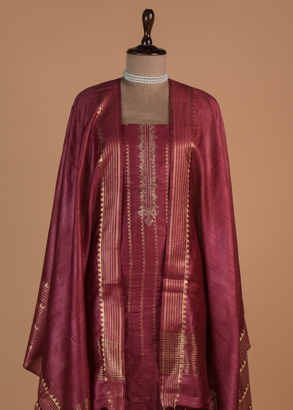 Pink Tussar Dress Material