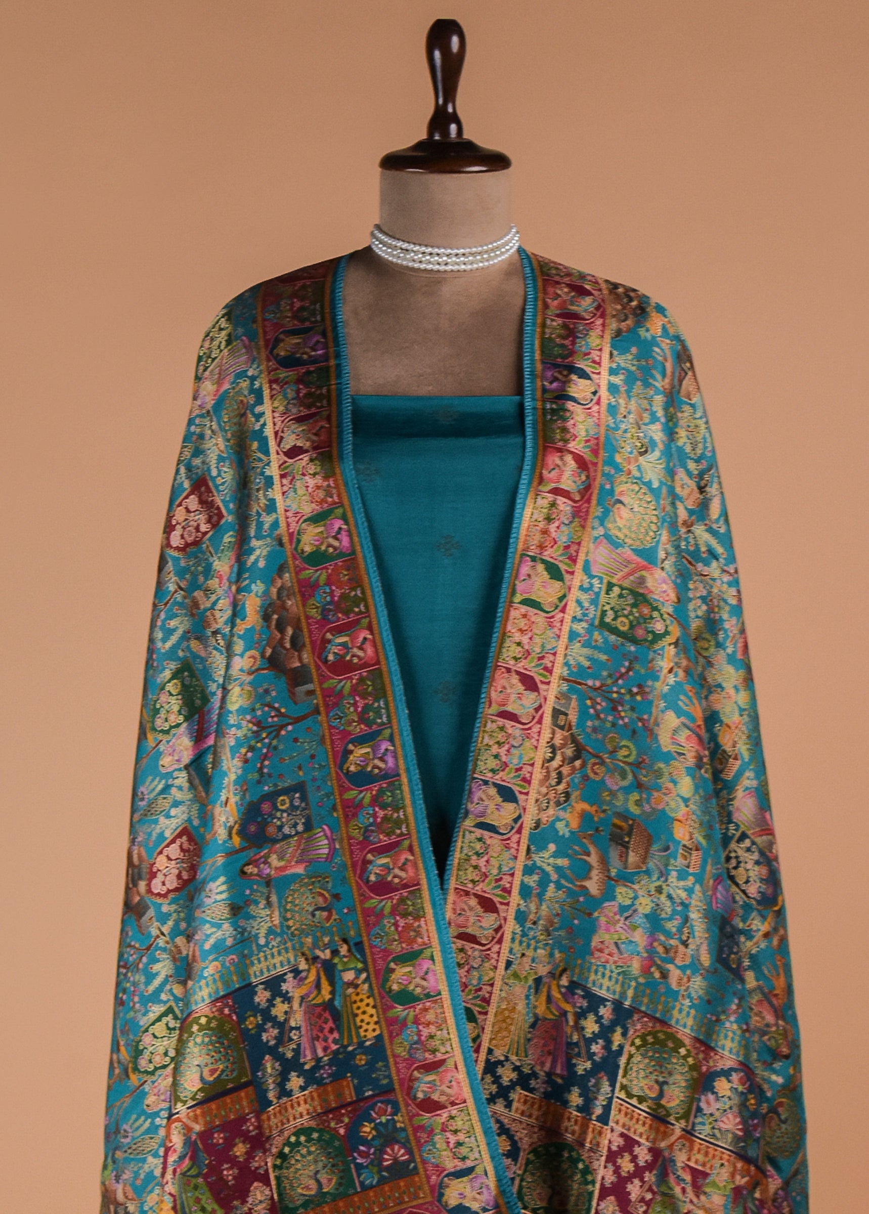 Blue Dola Silk Dress Material
