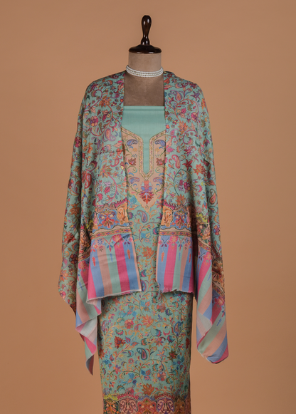 Blue Pashmina Dress Material