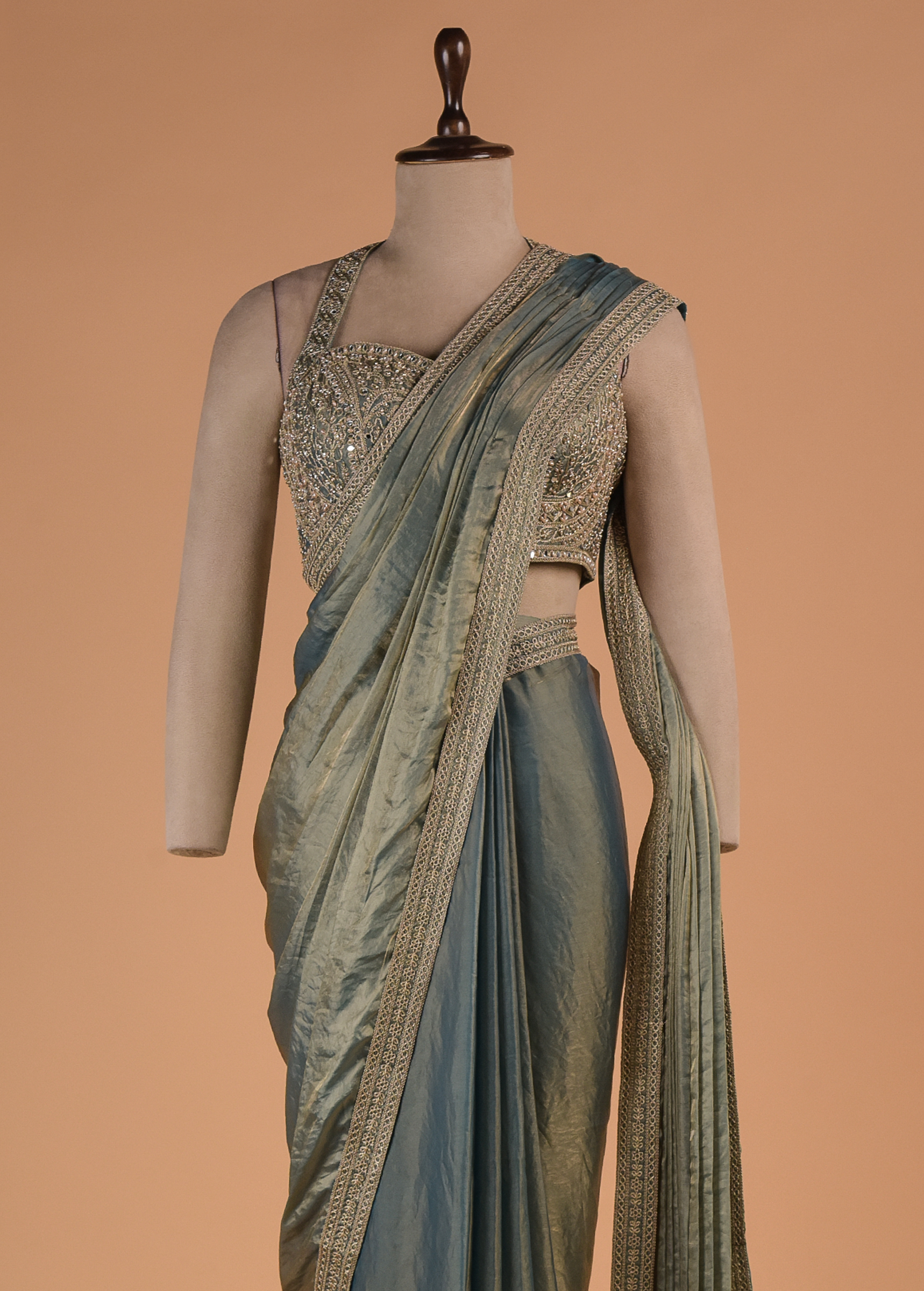 Blue Georgette Saree - Image 2 | Greenways Delhi