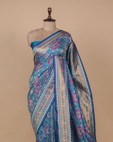 Blue Art Silk Patola Saree