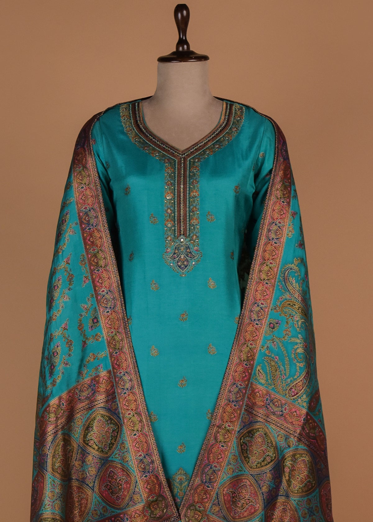 Blue Dola Silk Straight Set