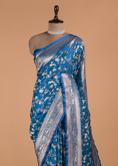 Blue Art Silk Banarasi Saree
