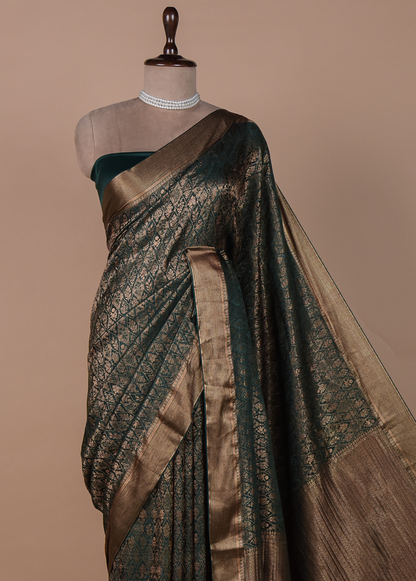 Green Crepe Silk Banarasi Saree