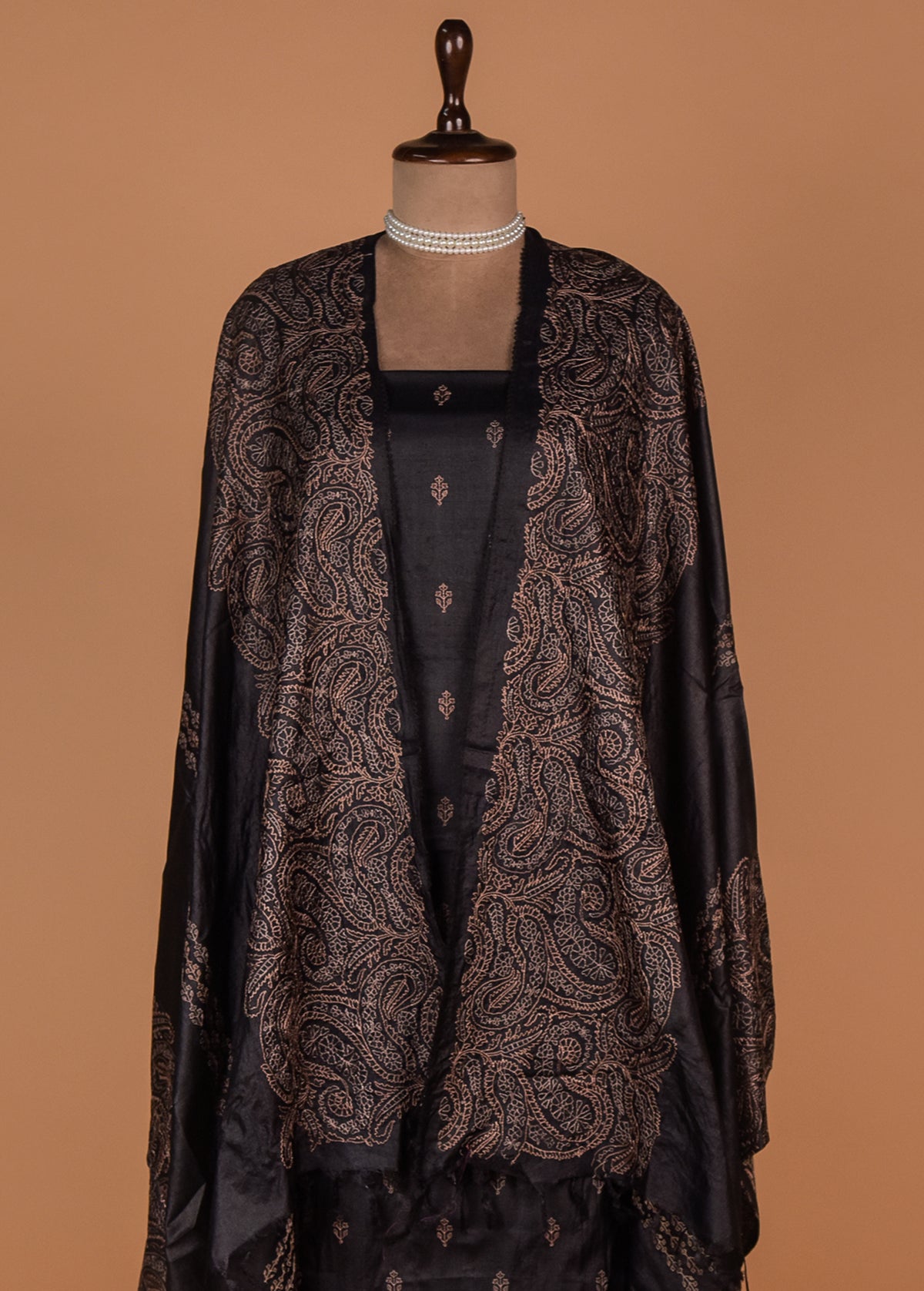 Black Tussar Dress Material