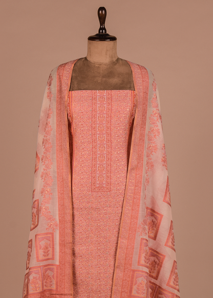 Peach Mulmul Cotton Dress Material