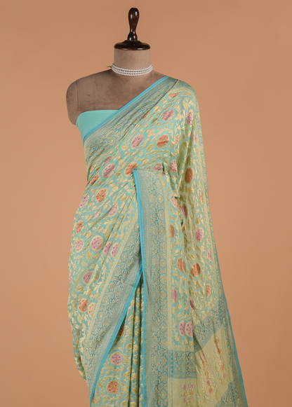 Blue Georgette Banarasi Saree