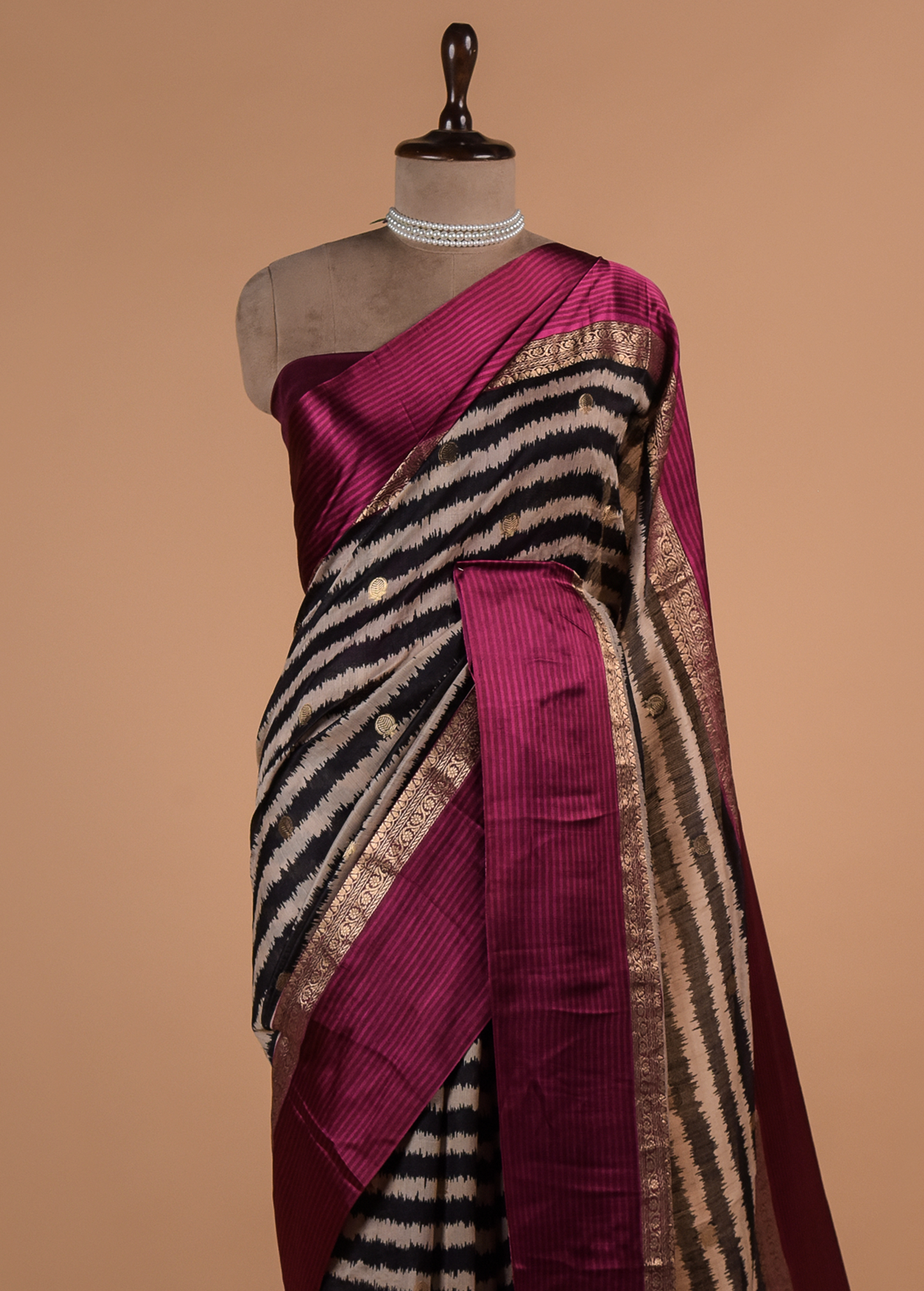 Multicoloured Tussar Printed Saree
