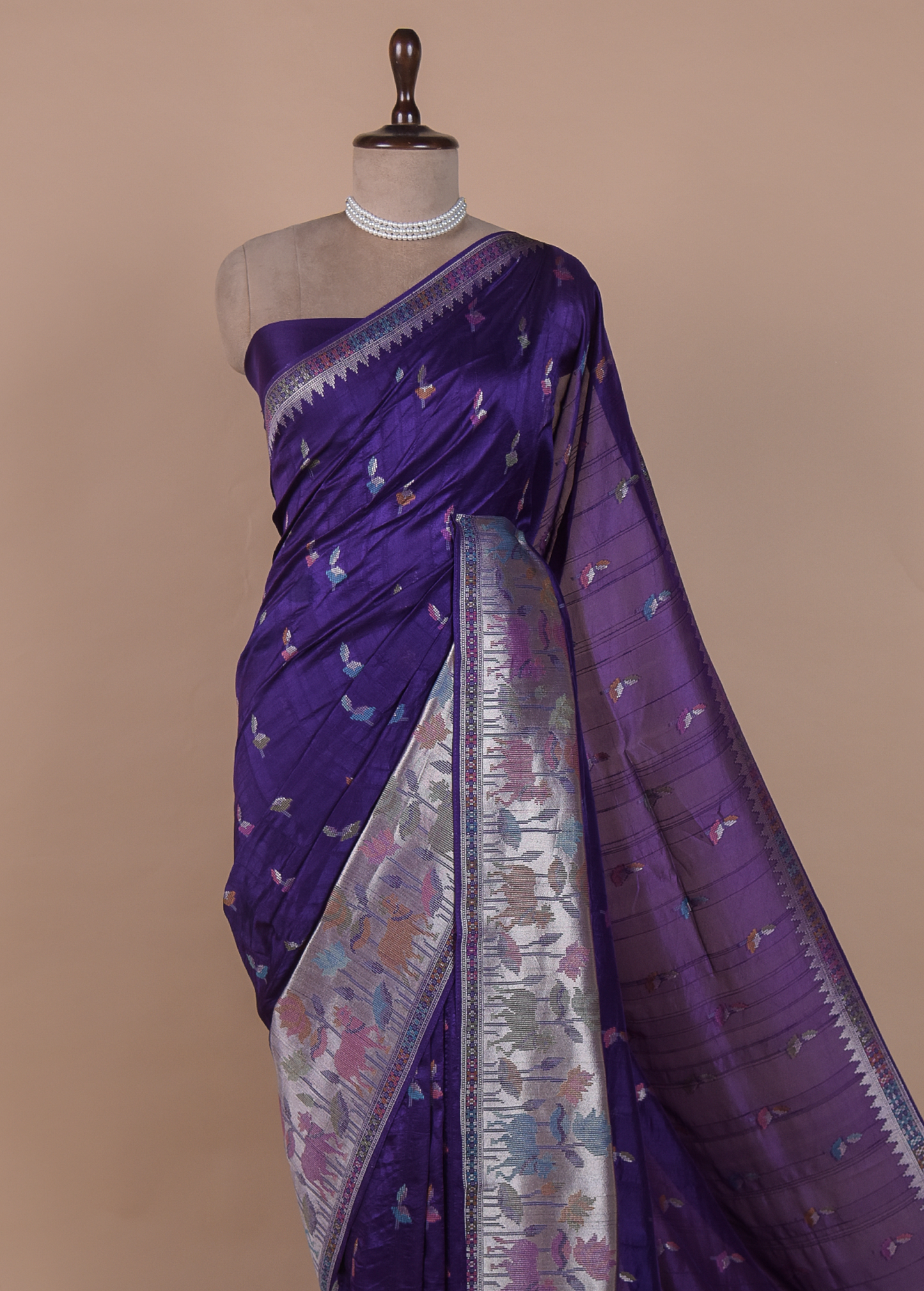 Purple Art Tussar Georgette Banarasi Saree