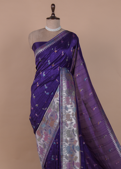 Purple Art Tussar Georgette Banarasi Saree