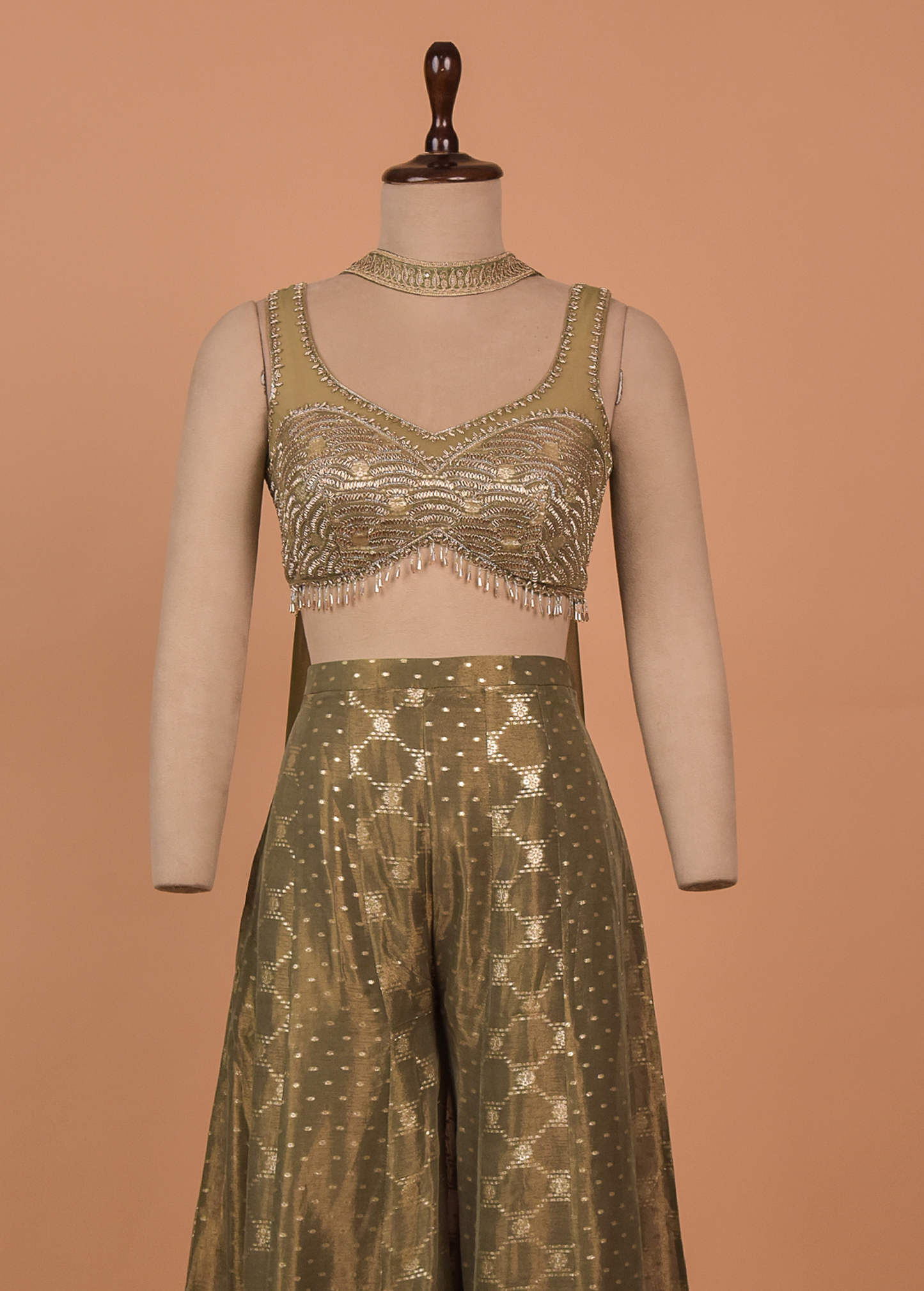 Green Silk Sharara Set