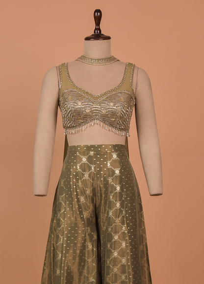 Green Silk Sharara Set