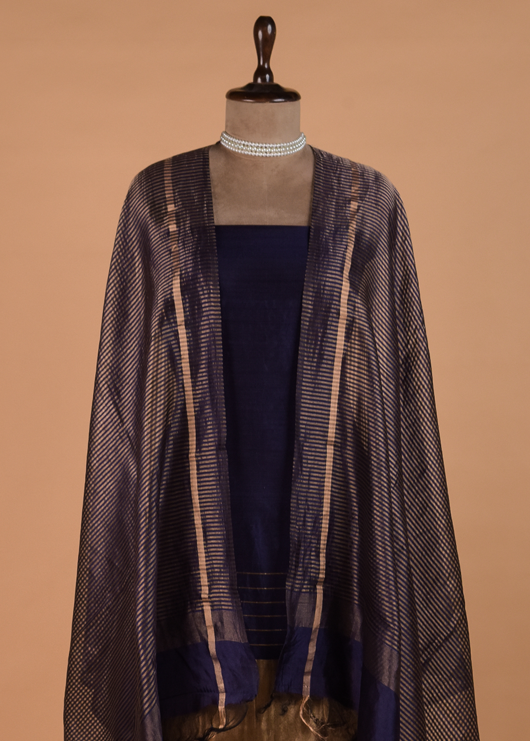Blue Crepe Dress Material - Image 2 | Greenways Delhi