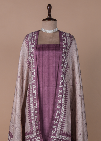Pink Cotton Tussar Dress Material