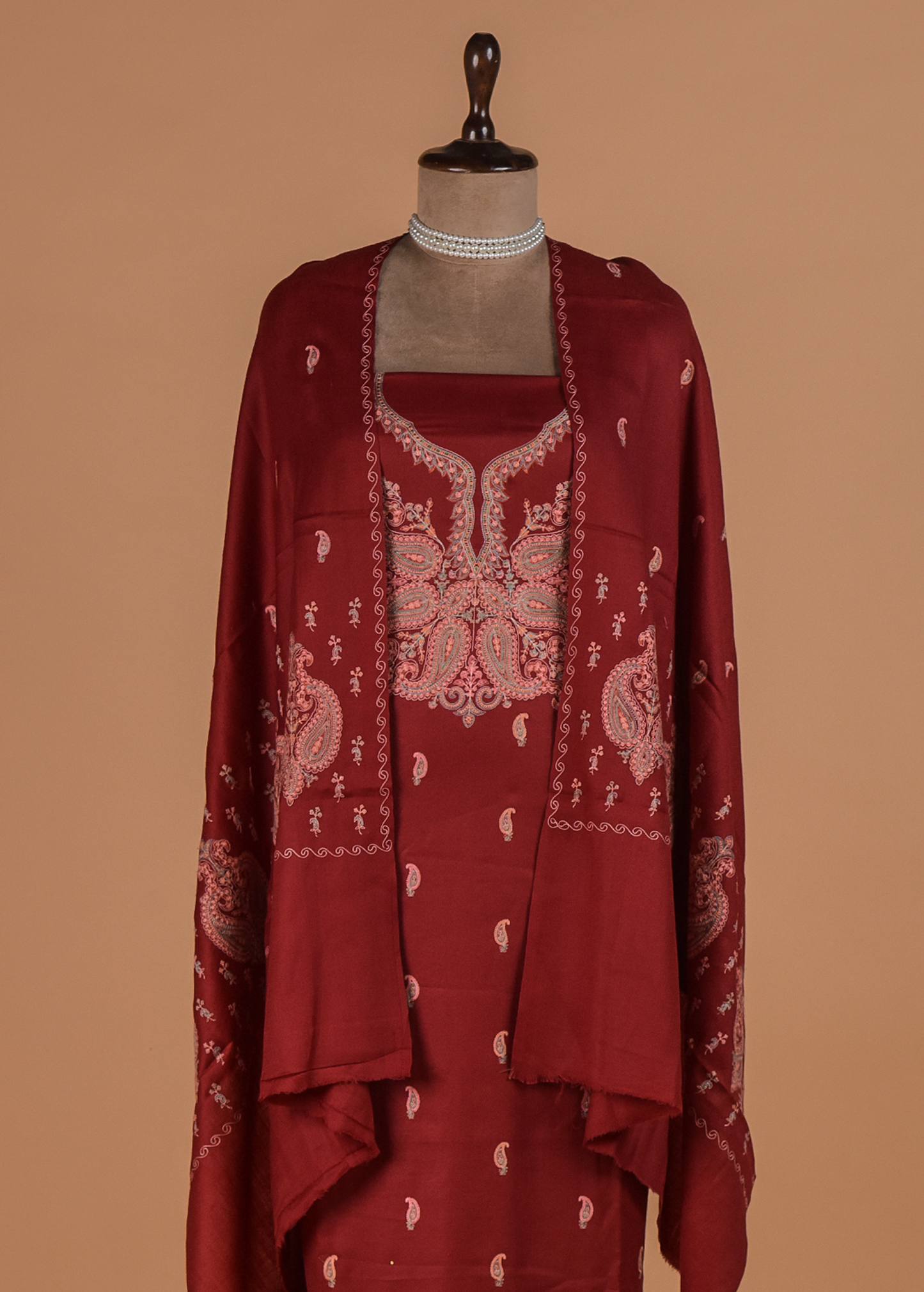 Red Pashmina Dress Material
