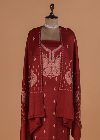 Red Pashmina Dress Material