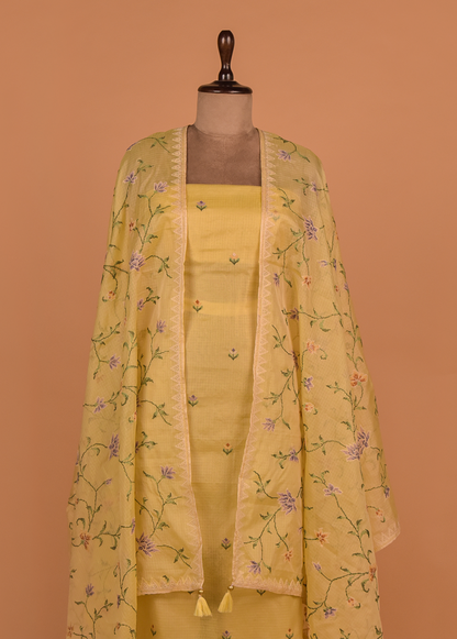 Yellow Kota Cotton Dress Material