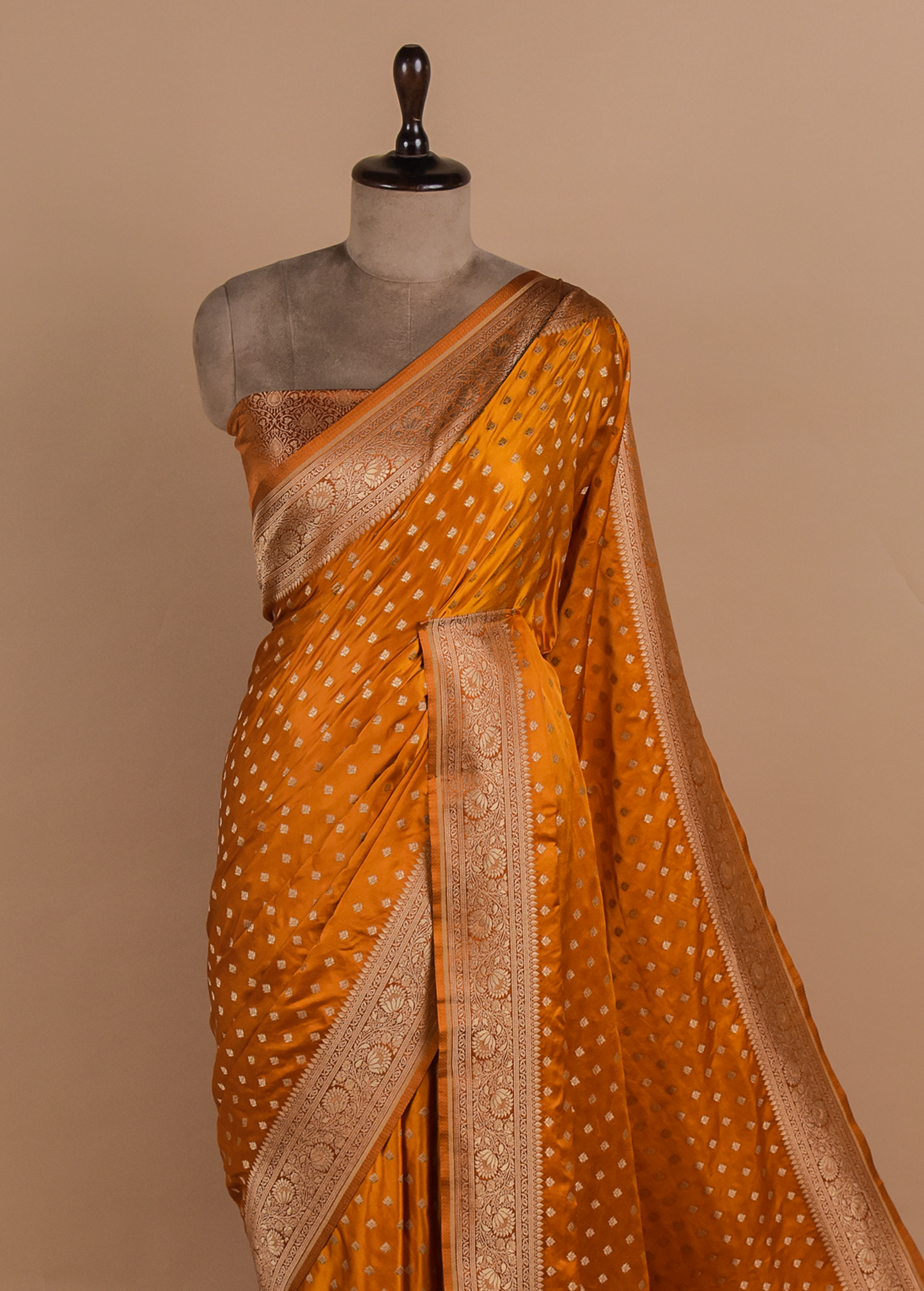 Orange Art Crepe Banarasi Saree