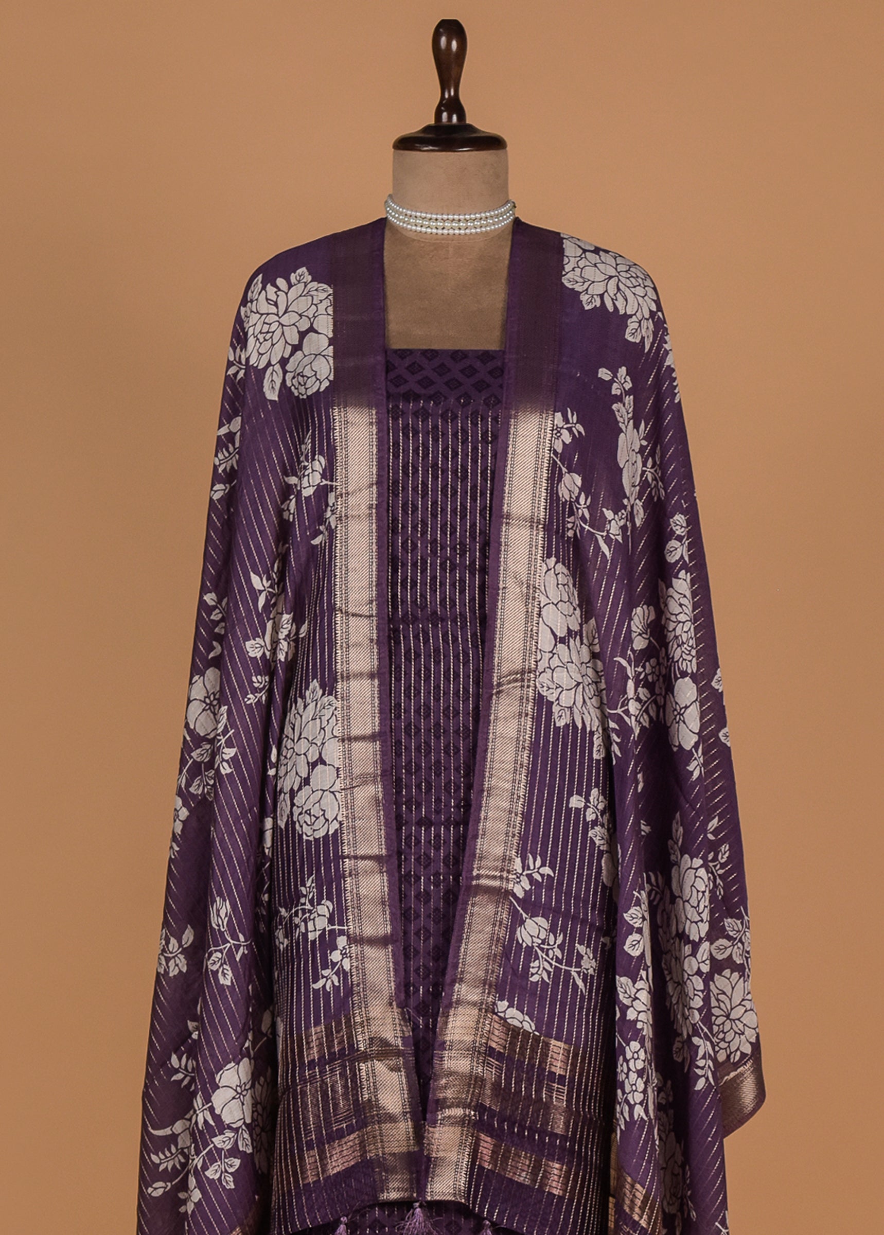 Purple Muslin Crepe Dress Material