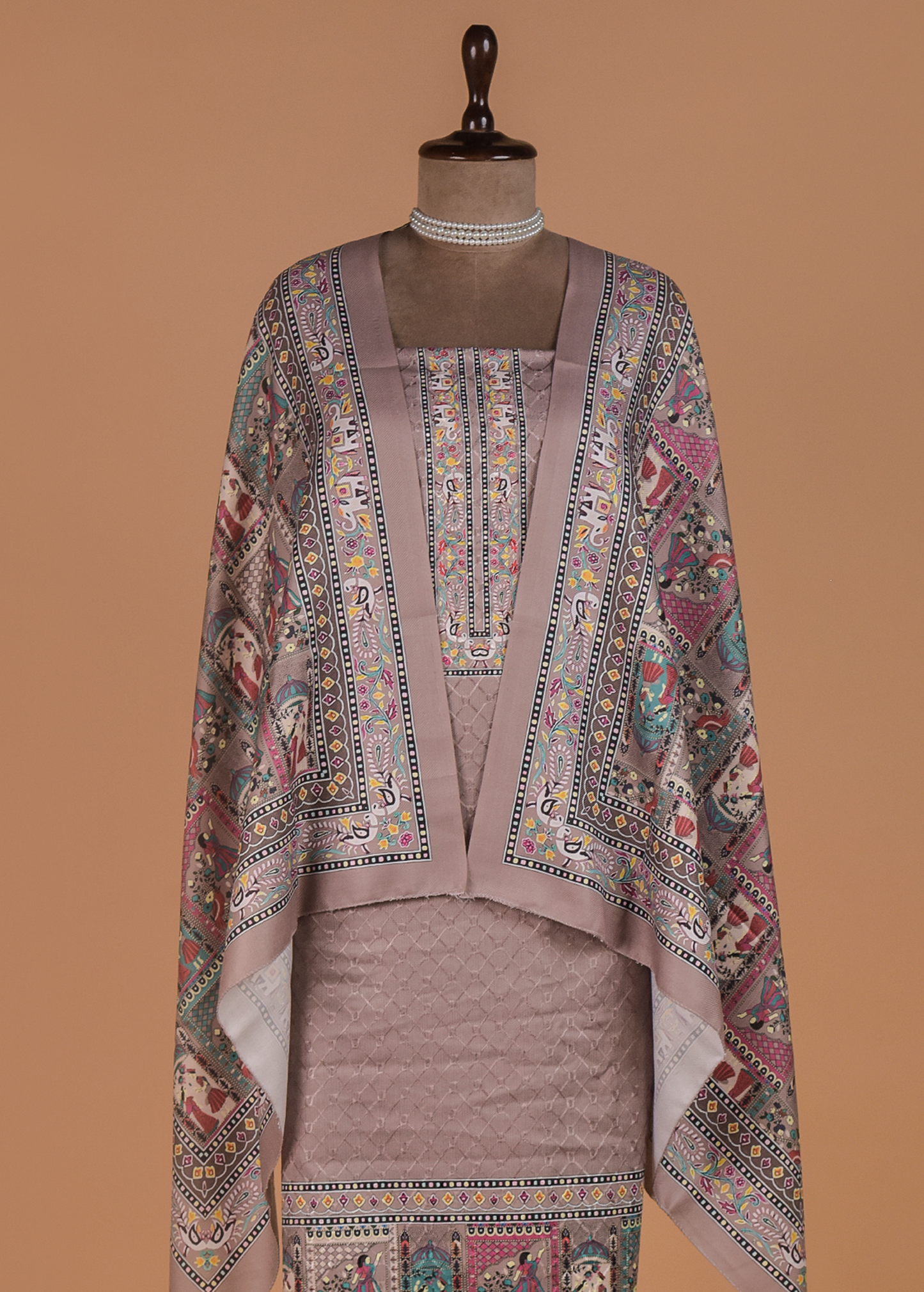 Grey Pashmina Dress Material