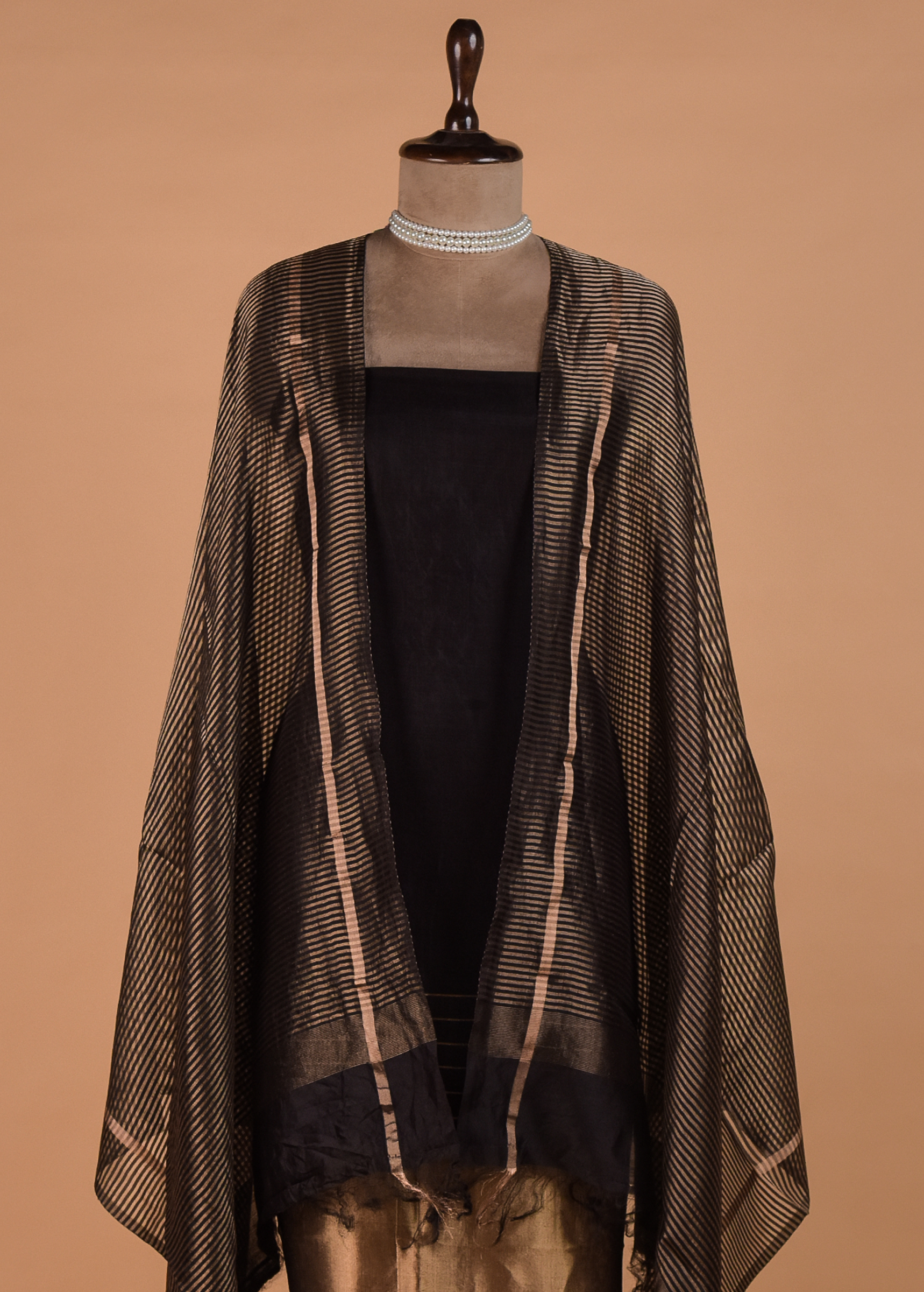 Black Crepe Dress Material - Image 2 | Greenways Delhi