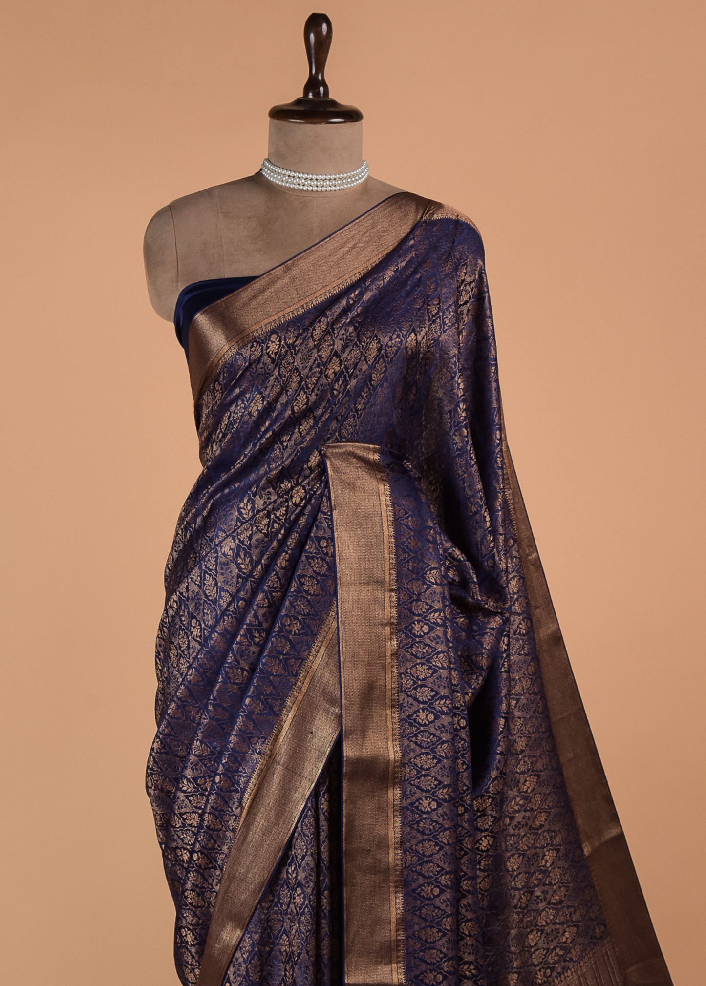 Blue Crepe Banarasi Saree