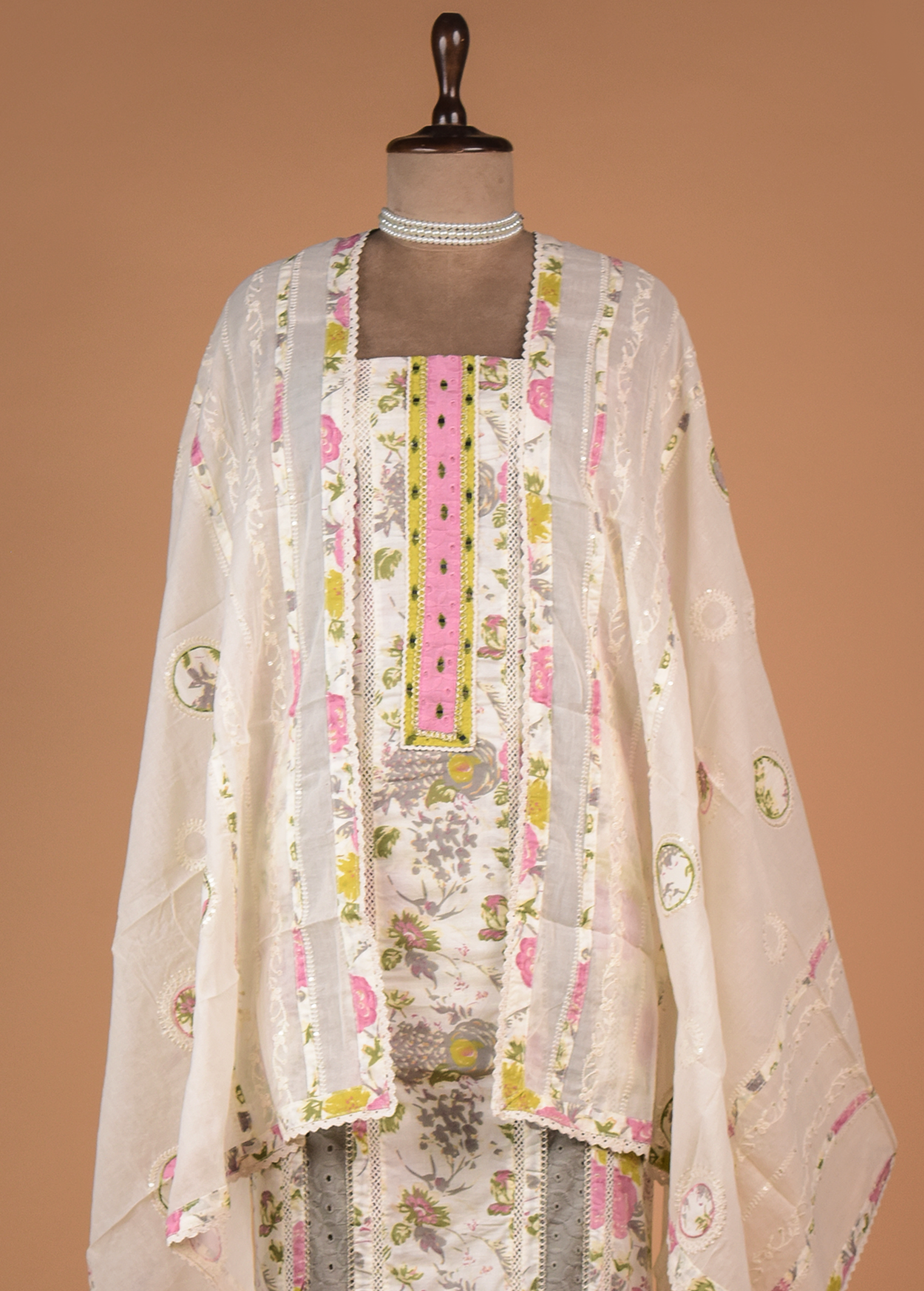 White Cotton Dress Material